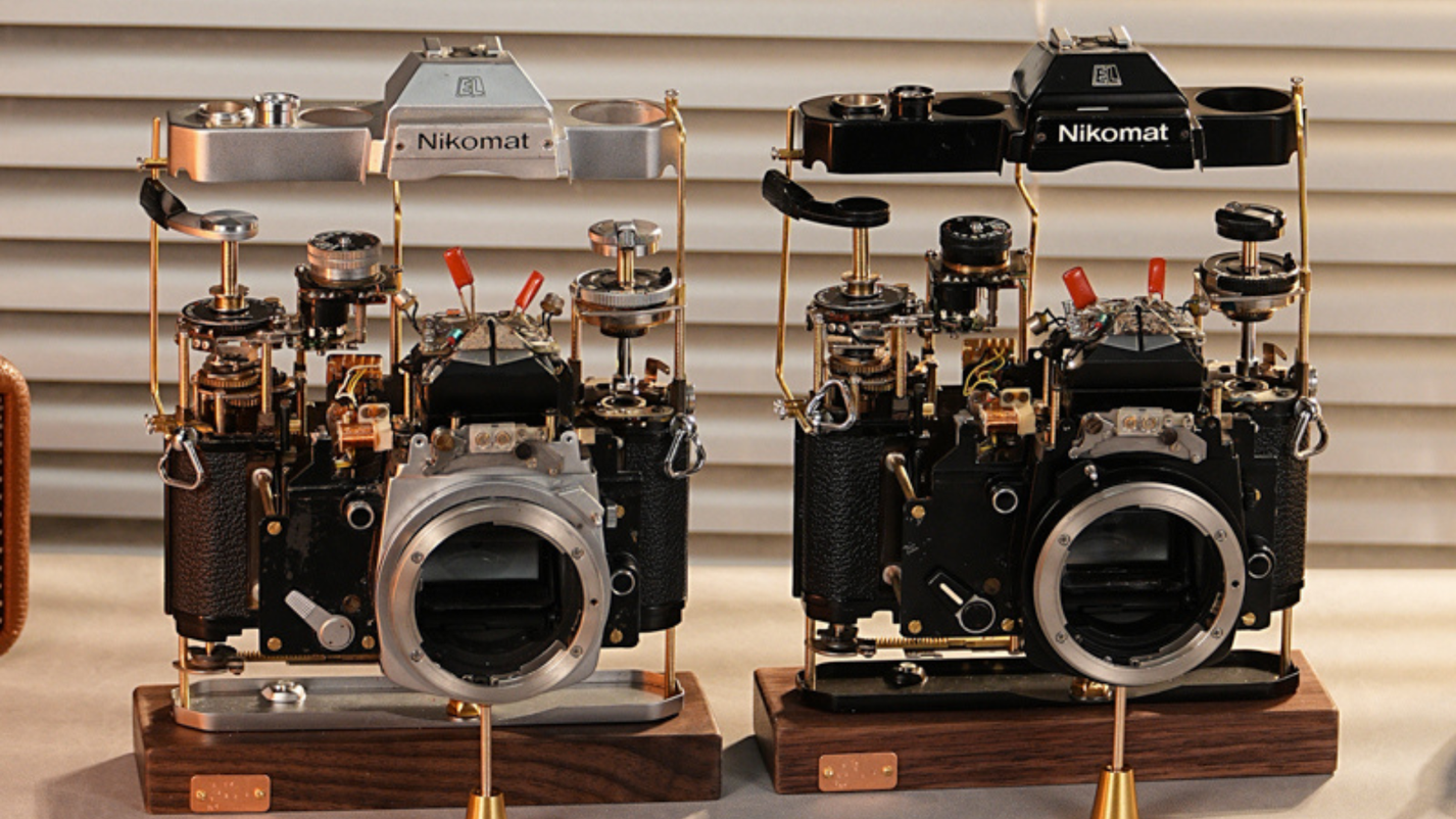 Disassembled Mechanical Film Camera Nikomat: A Timeless Tribute to Photography and Engineering