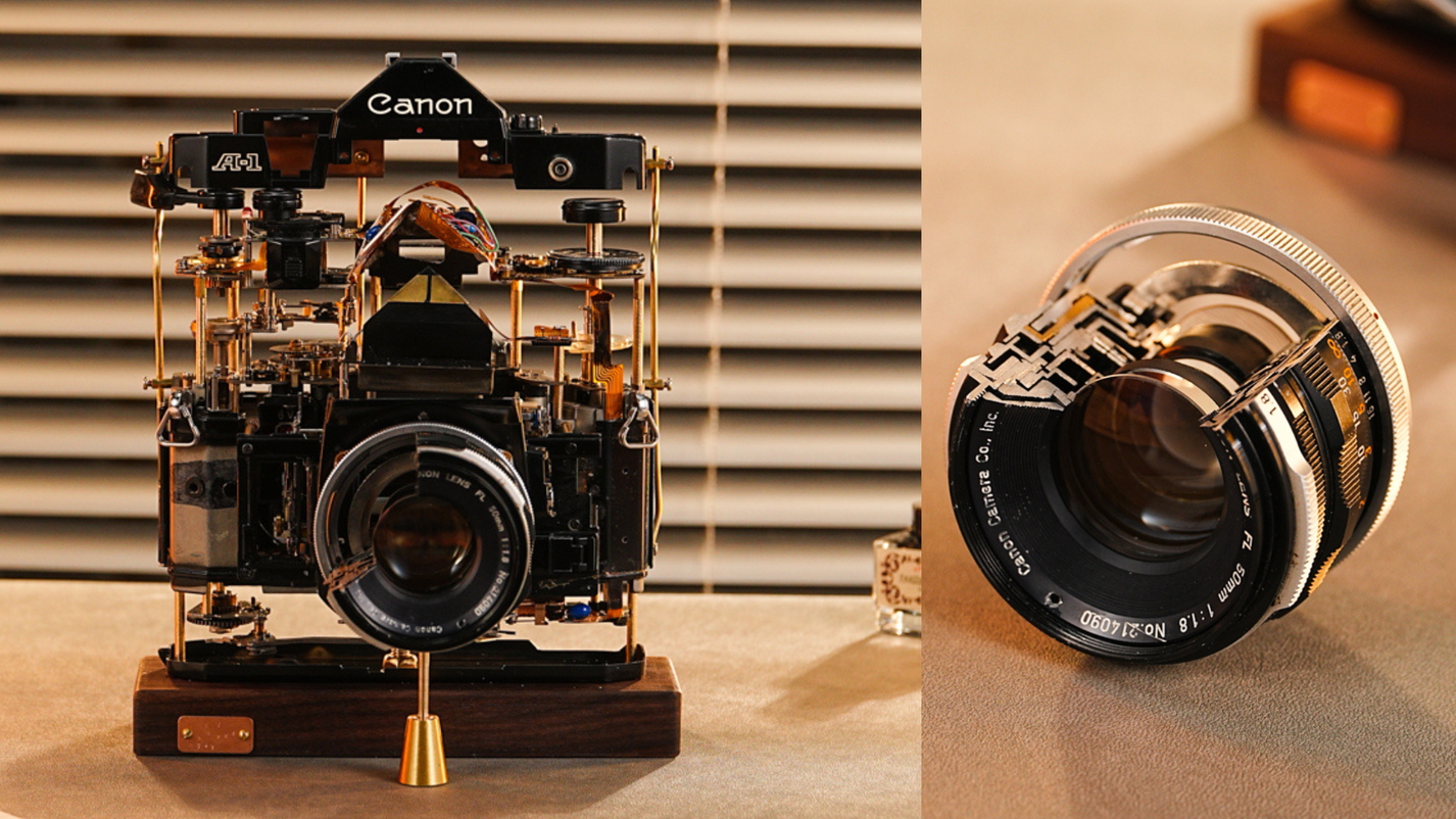 Disassembled Mechanical Film Camera Canon A-1: A Masterpiece of Photography and Engineering