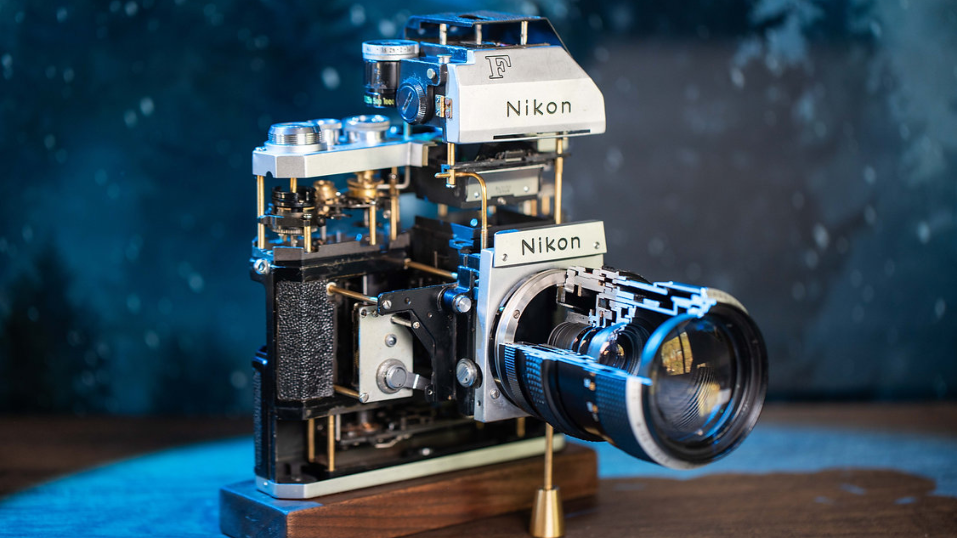 Disassembled Mechanical Film Camera Nikon F: An Icon of Photography Transformed into Mechanical Art
