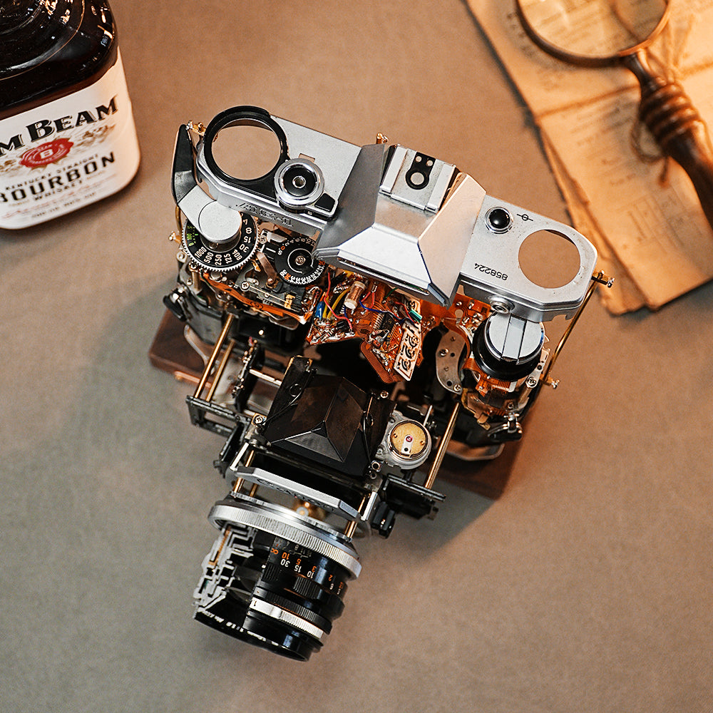 Disassembled Mechanical Film Canon AE-1 Camera , Home Decor, Camera Art