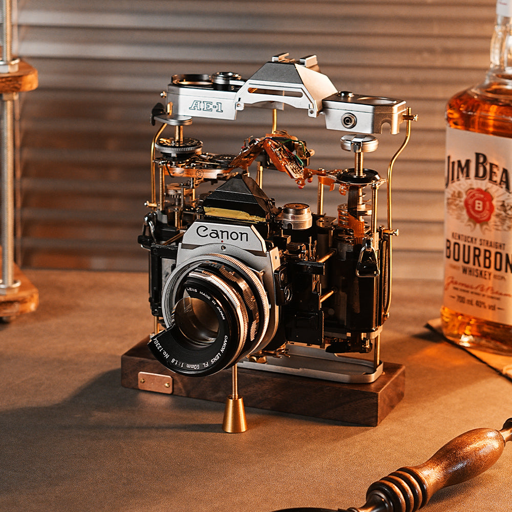 Disassembled Mechanical Film Canon AE-1 Camera , Home Decor, Camera Art