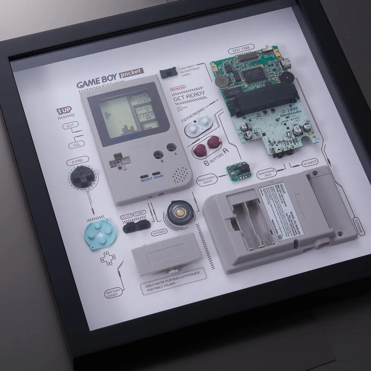 Disassembled Nintendo Game Boy Pocket frame