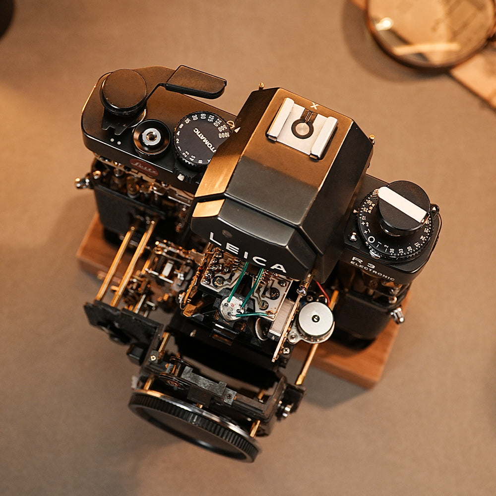 Disassembled Mechanical Film Camera Leica R3 ,Unique Handmade Camera Parts Sculpture,  Gift for Photographers