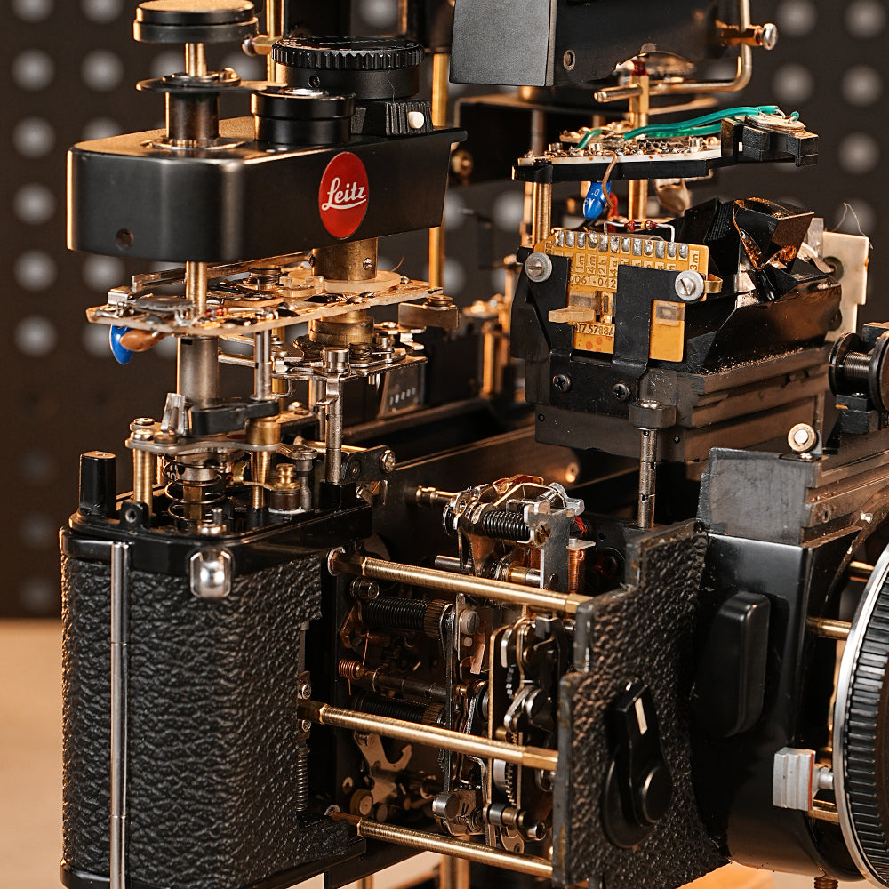 Disassembled Mechanical Film Camera Leica R3 ,Unique Handmade Camera Parts Sculpture,  Gift for Photographers