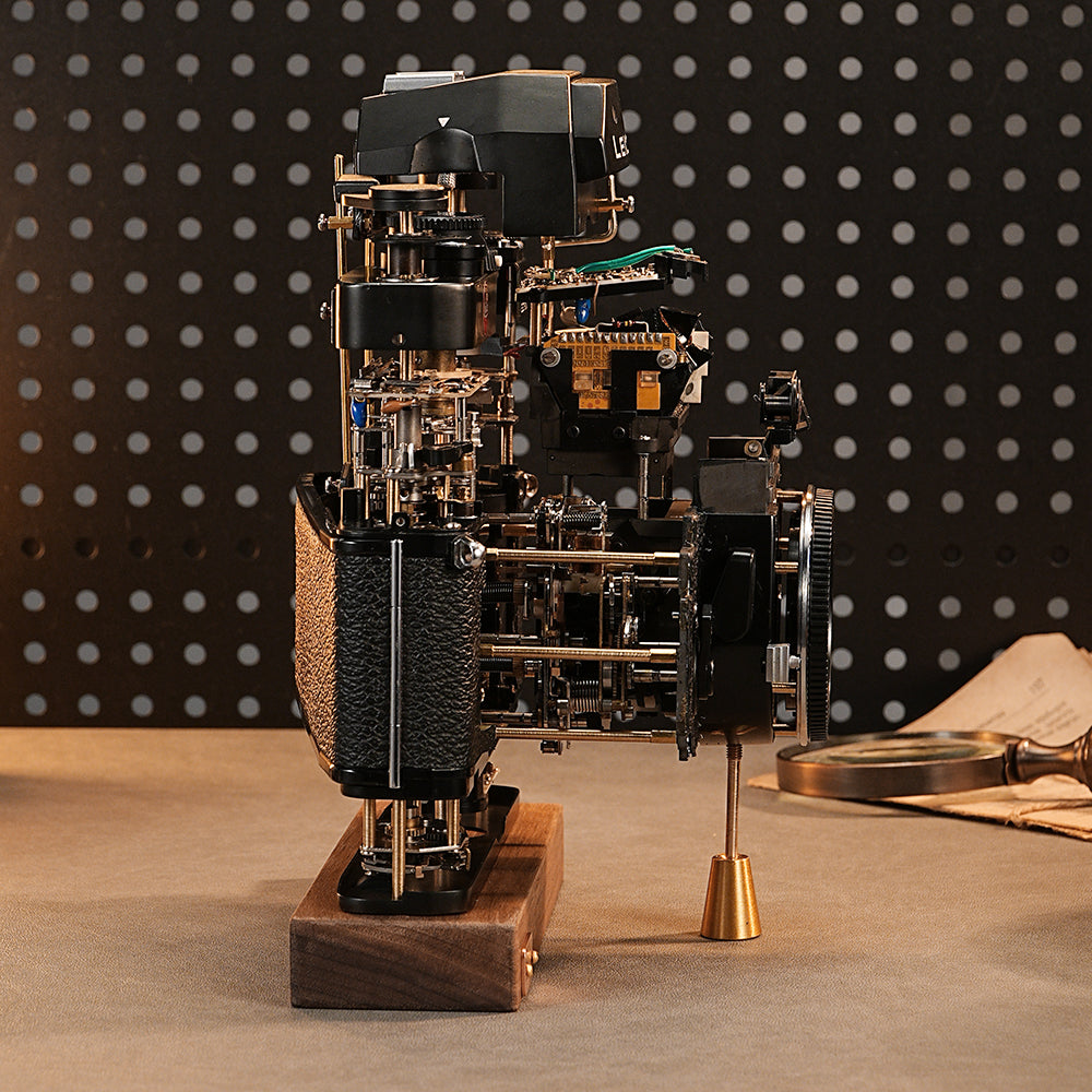 Disassembled Mechanical Film Camera Leica R3 ,Unique Handmade Camera Parts Sculpture,  Gift for Photographers