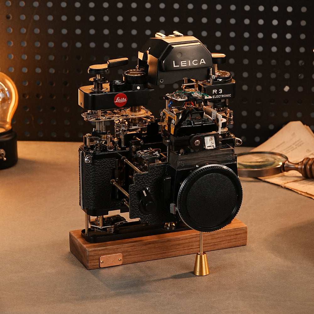 Disassembled Mechanical Film Camera Leica R3 ,Unique Handmade Camera Parts Sculpture,  Gift for Photographers
