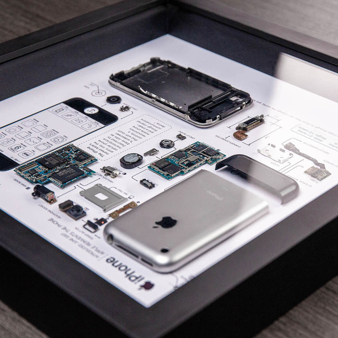 iPhone 2G (1st Generation) Teardown Frame | Vintage Apple Disassembly Art