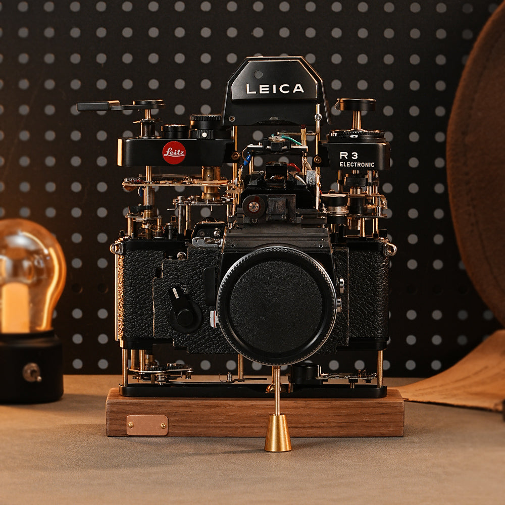 Disassembled Mechanical Film Camera Leica R3 ,Unique Handmade Camera Parts Sculpture,  Gift for Photographers