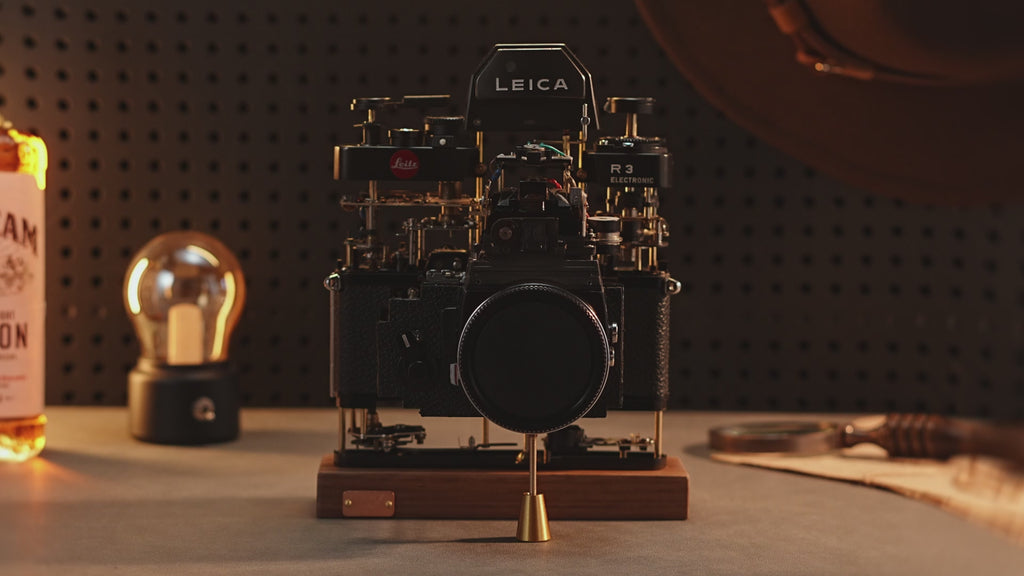 Disassembled Mechanical Film Camera Leica R3 ,Unique Handmade Camera Parts Sculpture,  Gift for Photographers